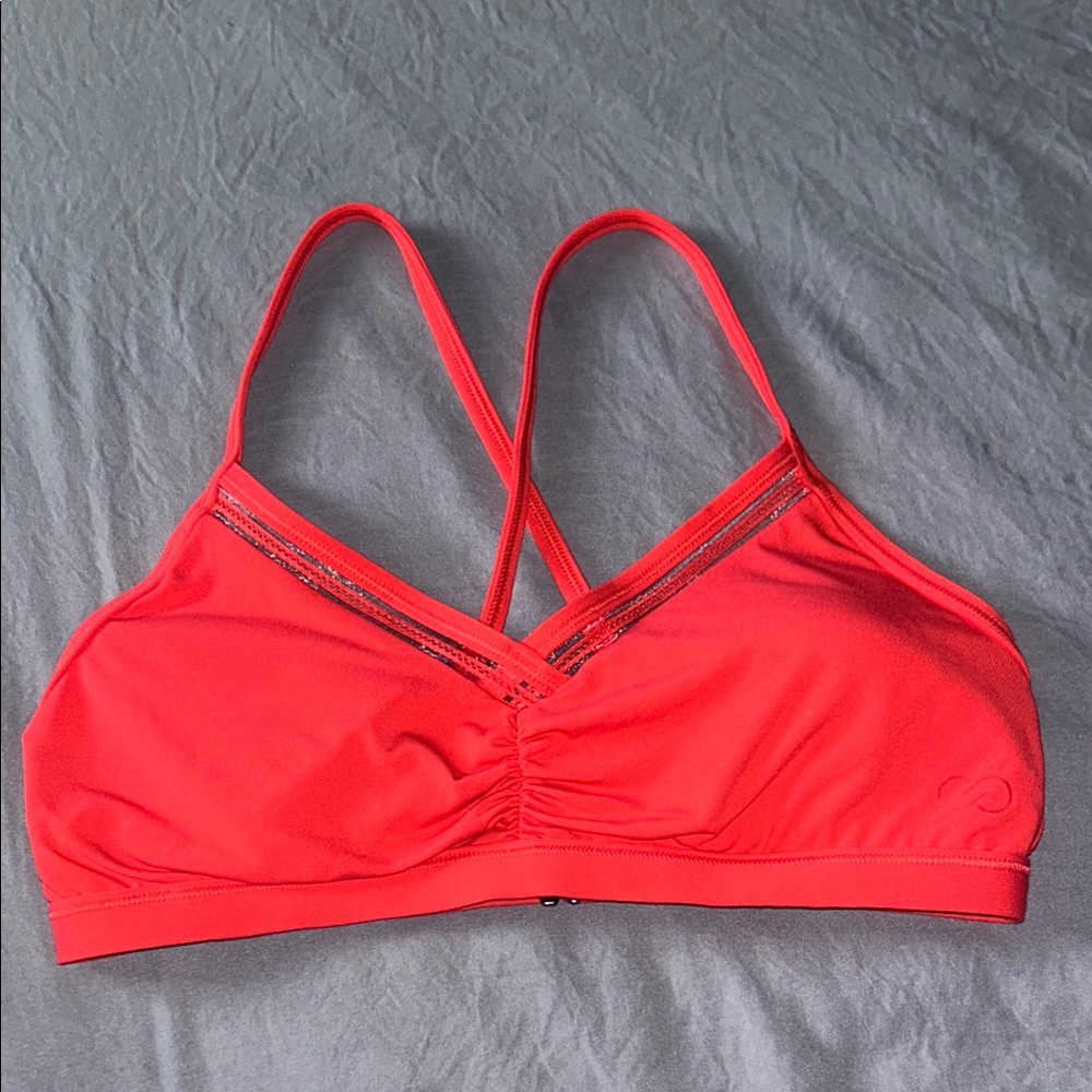 CALIA by Carrie Underwood Red Swim Sports Bra with Crossed Straps
